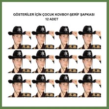 Bezos Kovboy Şerif Şapkası Siyah 12 Adet - Kostüm, Parti ve Gösteri Şapkası HB006
