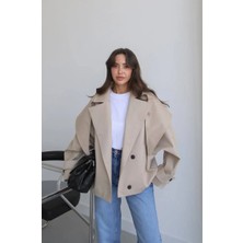 Miss Beyoğlu Oversize Kısa Ceket - Geniş Yakalı Kadın Günlük Ceket Modelleri
