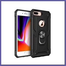 Nida iPhone 7 Plus Uyumlu Kılıf Sofya Yüzüklü Silikon Kapak - Siyah Nıda