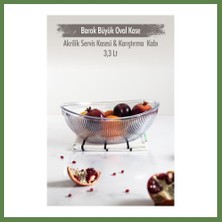 Bezos Akrilik Barok Şeffaf Büyük Oval Meyve & Salata Kasesi & Karıştırma Kabı / 3,3 Lt (Cam Değildir) HB006
