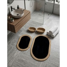 Senza Atelier Lüks 4’lü Banyo & Antre Seti – Ortası Peluş Doğal Jüt Halat Paspas Takımı ve 2’li Sepet