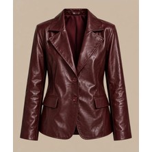 Velmora Leather Resmi Moda Hakiki Deri Ceket Premium Deri Bordo