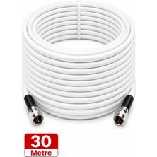 FURY HD Beyaz 30 Metre F Konnektörlü Uydu Anten Kablosu Full HD 4K TV İçin Kolay Kurulum ve Yüksek Performans