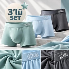 Ece's Design Ece's Erkek 3'lü Dikişsiz Buz İpek Ice Silk Boxer Seti M1010