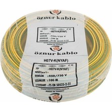 Öznur NYAF Kablo 0,75 mm Sarı Yeşil Çok Telli Esnek 5 Metre