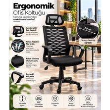 Sofmina Milano Ergonomik Fileli Ofis Koltuğu, Bel Destekli, Kollu, Döner Tekerlekli Bilgisayar ve Çalışma Sa