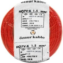 Öznur NYAF Kablo 1,5 mm Kırmızı Çok Telli Esnek 100 Metre
