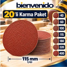 20 Adet Cırt Zımpara Kağıdı El Zımparaları Seti 115 mm Avuç Içi Spiral Taşlama Karma Paket