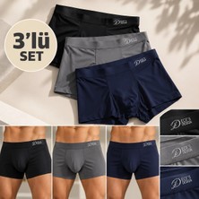 Ece's Design Ece's Erkek 3'lü Dikişsiz Buz İpek Ice Silk Boxer Seti M1010