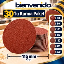 30 Adet Cırt Zımpara Kağıdı El Zımparaları Seti 115 mm Avuç Içi Spiral Taşlama Karma Paket