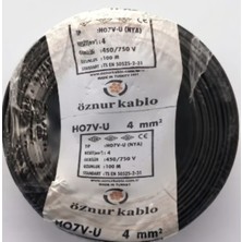 Öznur NYA Kablo 4 mm Siyah Tek Telli 10 Metre