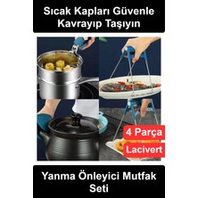 Wonara #mutfakseti 4 Parça Yanma Önleyici Mutfak Seti Tencere Tabak Tutucu Silikon Fırın Eldiveni Isıya Dayanıklı Paslanmaz Çelik Kase Tava Maşası Kaymaz Tutacak Çeyizlik Aşçı Ekipmanı Hediyelik Gereç