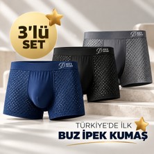 Ece's Design Ece's Erkek 3'lü Buz İpek Ice Silk Boxer Seti Nefes Alabilen M1001