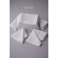 ASPA Home 12 Adet Işlemeli Pamuk Mendil 28X28 cm – Söz Nişan Çeyiz Bohça Için Hediyelik Nakışlı Mendil Seti