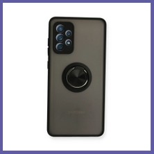 Nida Samsung Galaxy A72 Uyumlu Kılıf Montreal Yüzüklü Silikon Kapak - Siyah Nıda