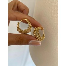 Bade Jewelry Fd Gold Örme Model Top Detaylı Basic&şık Kararmaz Küpe