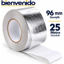 Yapışkanlı Fiberglas Lif Takviyeli Alüminyum Folyo Bant 96 mm x 25 Metre Yanmaz Yalıtım Bandı
