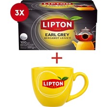 Lipton Earl Grey Demlik Çay 100'lü x 3 Adet + Hediye Lipton Kupa