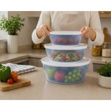 Emvora Home Polo Yuvarlak Saklama Kabı 3'lü Set 900 ml + 2000 ml + 3000 ml Bpa Içermez