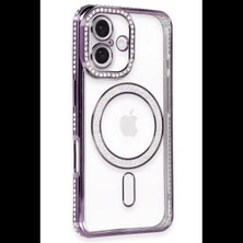 Apple iPhone 16 Kılıf Joke Simli Magneticsafe Kılıf - Derin Mor