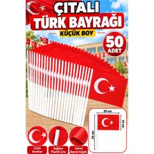 ArtMaster Çıtalı Bayrak Kağıt 20X12 cm 50 Adet Ay Yıldızlı Türk Bayrağı Çıtalı Sopalı Küçük Bayrak Plastik Çubuklu Bayrak