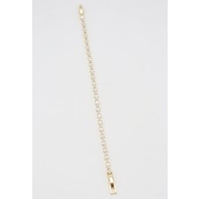 Bade Jewelry Vip Gold Oval Taşlı Su Yolu Şık Bileklik 17+2 cm