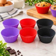 Şirin Home ​6 Adet Renkli Silikon Kek Kalıbı – Yapışmaz Muffin ve Cupcake Kalıbı