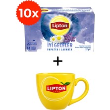 Lipton Iyi Geceler Papatya ve Lavanta Bitki ve Meyve Çayı Karışımı 18LI x 10 Adet+Hediye Lipton Kupa