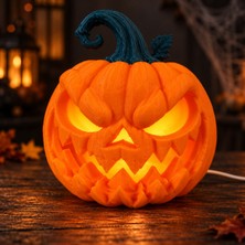B&B Halloween Cadılar Bayramı Bal Kabağı Lamba – USB Kablolu, Açma Kapama Düğmeli, 14 × 17 cm