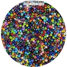 Tr Karışık Renk 4 mm Yaklaşık 1100 Adet / 100 Gram Cam Boncuk Oya Yazma Bileklik ve Kolye