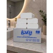 Levly 🥇premium Plus Z Katlama Kâğıt Havlu 12 Paket Dispenser Peçete 20X21 cm 1400 gr