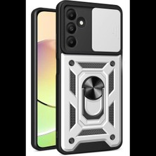 Samsung Galaxy M15 Kılıf Pars Lens Yüzüklü Silikon - Gümüş