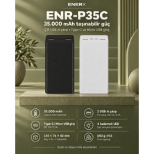 Enerx ENR-P35C 35.000 mAh 2.1A Led Göstergeli Powerbank Siyah