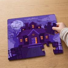 Punto Dizayn Perili Şato - Cadılar Bayramı Tasarımlı 24 Parça Ahşap Çocuk Puzzle