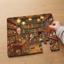 Punto Dizayn Oyuncak Dükkanında Mutlu Çocuklar Tasarımlı 24 Parça Ahşap Çocuk Puzzle