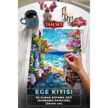Ege Kıyısı - 5d Elmas Boyama Seti Hobi Kiti - Diamond Painting - Mozaik Goblen Boncuk Taşlı Puzzle Pano Tablo 30X40 cm
