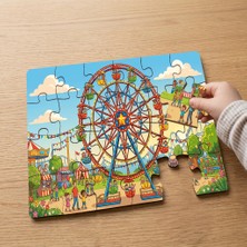 Punto Dizayn Renkli Büyük Dönme Dolap  Tasarımlı 24 Parça Ahşap Çocuk Puzzle