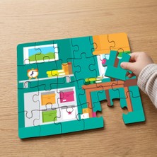 Punto Dizayn Çalışma Odası Dizaynı Tasarımlı 24 Parça Ahşap Çocuk Puzzle