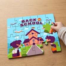 Punto Dizayn Okula Dönüş Tasarımlı 24 Parça Ahşap Çocuk Puzzle