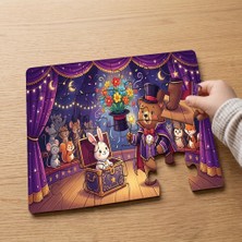Punto Dizayn Sevimli Sihirbaz Ayıcık Tasarımlı 24 Parça Ahşap Çocuk Puzzle