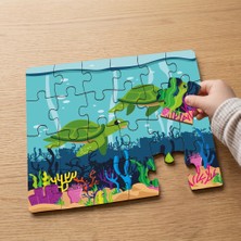 Punto Dizayn Sevimli Kaplumbağalar Tasarımlı 24 Parça Ahşap Çocuk Puzzle