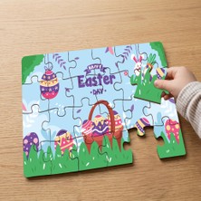 Punto Dizayn Mutlu Paskalya Tasarımlı 24 Parça Ahşap Çocuk Puzzle