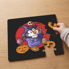 Punto Dizayn Sevimli Penguen - Cadılar Bayramı  Tasarımlı 24 Parça Ahşap Çocuk Puzzle