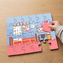 Punto Dizayn Çocuk Odası Illüstrasyonu Tasarımlı 24 Parça Ahşap Çocuk Puzzle