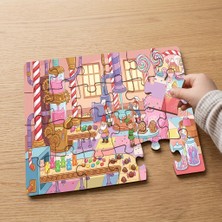 Punto Dizayn Şeker Fabrikası  Tasarımlı 24 Parça Ahşap Çocuk Puzzle