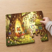 Punto Dizayn Orman Okulu Tasarımlı 24 Parça Ahşap Çocuk Puzzle