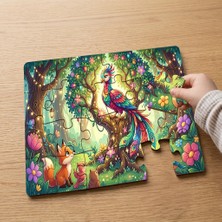 Punto Dizayn Ormanda Mutluluk Kuşu Tasarımlı 24 Parça Ahşap Çocuk Puzzle