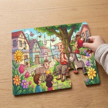 Punto Dizayn Keloğlan ve Sevimli Çocuklar  Tasarımlı 24 Parça Ahşap Çocuk Puzzle