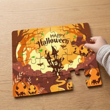 Punto Dizayn Halloween - Cadılar Bayramı Tasarımlı 24 Parça Ahşap Çocuk Puzzle