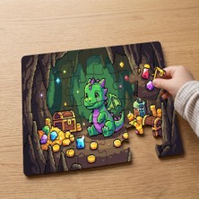 Punto Dizayn Mağarada Sevimli Yavru Ejderha Tasarımlı 24 Parça Ahşap Çocuk Puzzle